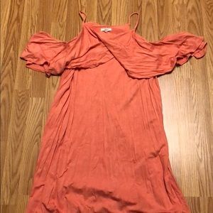 Coral dress with cold shoulder